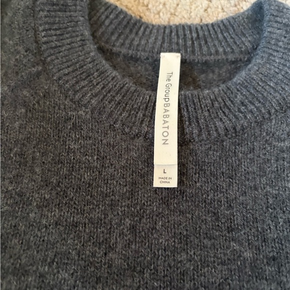 Babaton Cashmere Gray Crewneck Sweater with Ribbed Knit - Picture 2 of 2
